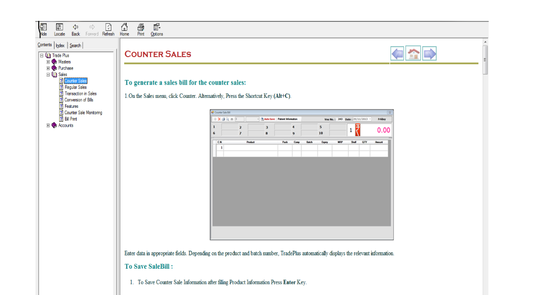 TradePlus counter sales billing screen